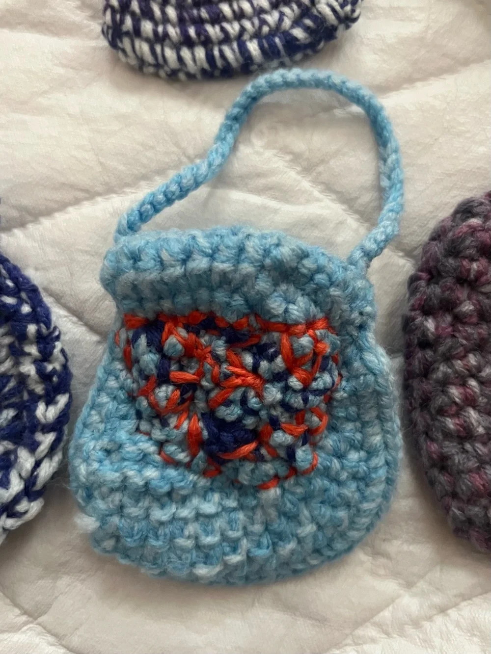 Set of 9 Handmade Crochet Mini Bags Doll Accessories Gift Collectible Decor